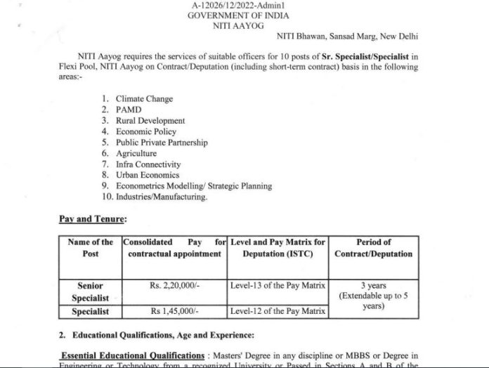 Niti Aayog Recruitment 2023: Opportunity to get a job in Niti Aayog, apply soon, salary is more than 2 lakhs
