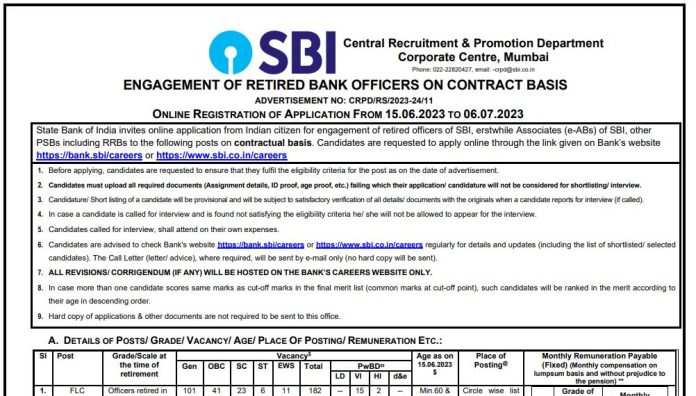 SBI Recruitment 2023: Bumper vacancy for these posts in SBI, apply immediately, more than 60,000 salary will be available