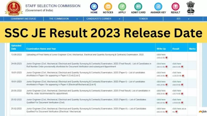 SSC JE result 2023 released : The wait of lakhs of candidates is over, SSC has released the result of JE 2023, check this way