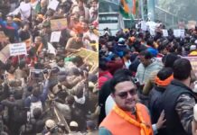 Delhi Protests: VHP Clashes with Police at Bangladesh High Commission Over Hindu Youth’s Lynching