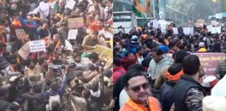 Delhi Protests: VHP Clashes with Police at Bangladesh High Commission Over Hindu Youth’s Lynching
