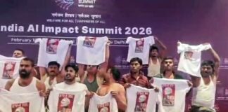 ‘Shameless’ tag on shirtless protest: Youth Congress stir at AI summit venue