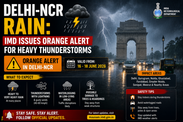 Delhi-NCR Rain: IMD Issues Orange Alert for Heavy Thunderstorms